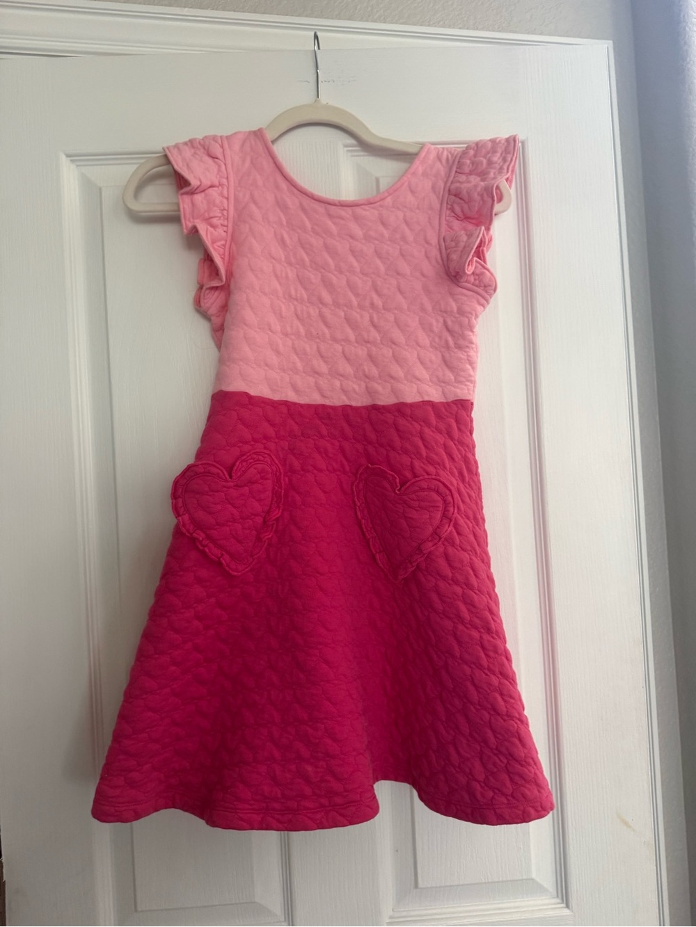 Janie and Jack size 12 Girls cute Pink Two-Tone Quilted Heart Dress 🎀